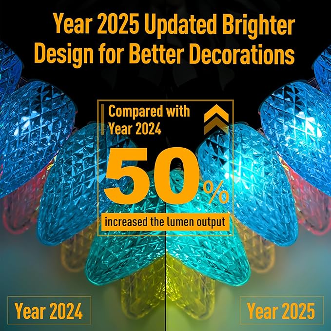 Smart C9 LED Christmas Lights Outdoor, 118 FT 150 LED C9 String Lights App Control 105+ Modes Waterproof Connectable RGB Color Changing Christmas Tree Lights for Outside Roofline Patio Home Xmas Decor