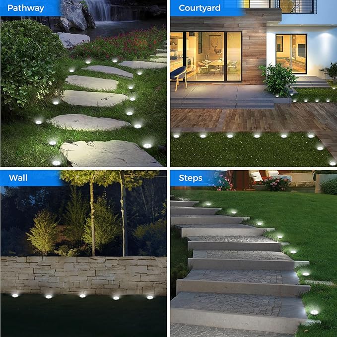 Peasur 24 Pack Solar Ground Lights Outdoor-Cool White