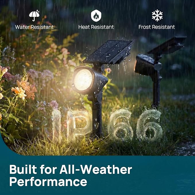 Linkind Smart Solar Lights Outdoor Waterproof SL6C, Dual-Ring Solar & USB Charging Solar Spotlights Outdoor Waterproof IP66, Color Changing Spot Light for Yard, Tree, Landscape, House, 4 Pack