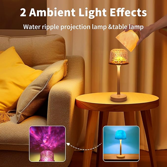 Spa-Like Shower Lamp, Waterproof Bathroom Lamp, Rechargeable Shower Light with Touch & Remote Control, with 16 Color Ocean Wave Projector, Cordless Light for Inside Shower/Bathtub