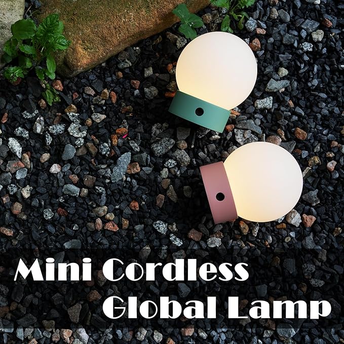 Small Cute Cordless Table Lamp Rechargeable, Battery Operated Shower Lamp Waterproof, Touch Dimmable Globe Ambient Light for Outdoor/Bedside/Patio/Dining (Green)