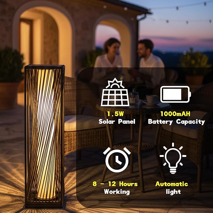 EcoGreen Solar Floor Lamp - 29.53" Outdoor Solar Lights, Warm Glow, 8H Auto-On, Waterproof for Garden & Patio (Dark Brown)
