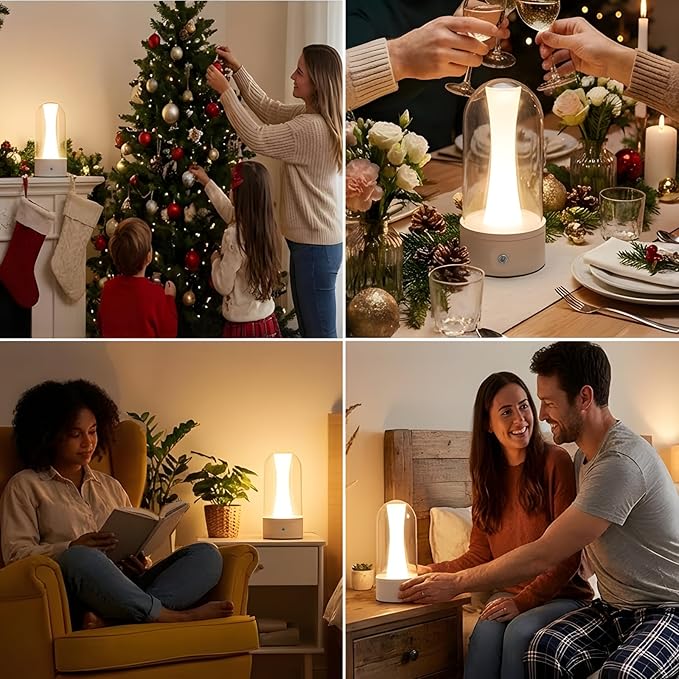 Rechargeable Bedside Lamps with 3 Way Dimmable - Portable Touch Control LED Table Lamp for Living Room Bedroom, Good Gift for Boys and Girls, Glass Lamp for Home or Office Decoration -White
