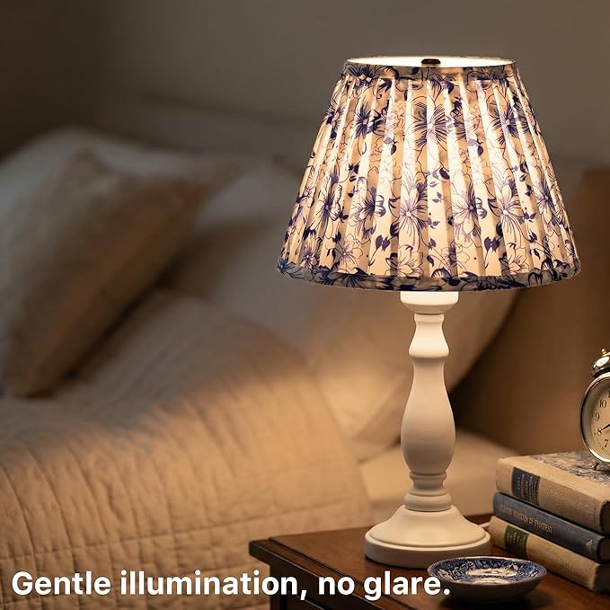 Blue and White Floral Lamp Shades Set of 2, 5x9x6.2 Inch Small Empire Pleated Lampshades, Fabric Cover for Table Lamps(Spider Fitter), No Assembly, Stylish Upgrade for Nightstand, Desk & Accent Lamps