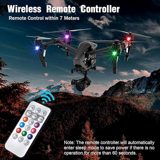 6PCS Wireless LED Strobe Lights with Remote Control, 8 Colors Rechargeable Led Lights Anti-Collision LED Emergency Warning Lights for Car Motorcycle Bike Drone Aircraft