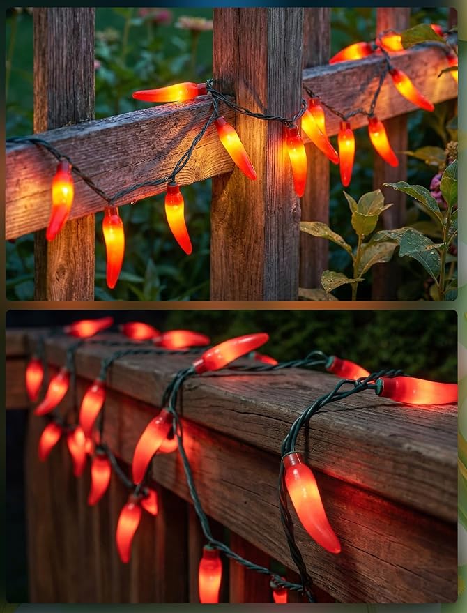 13.6Ft Chilli Pepper Light, Christmas Decorations String Lights with 35 Red Pepper Bulbs, Plug in Fairy Lights for Indoor Party Kid's Room Xmas Tree Patio Bedroom Garden Decor