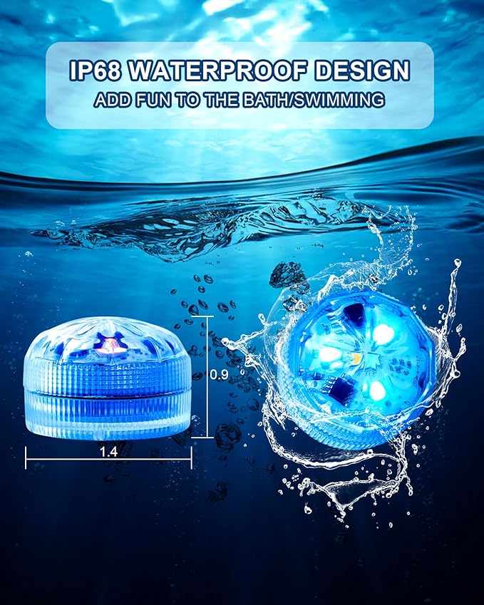 5plots 2Pack Remote Control & 10pcs Mini RGB Submersible LED Lights, Multicolor Waterproof Small Tealight Candles Battery Operated Underwater Color Changing EFX Light for Vase, Halloween Lantern