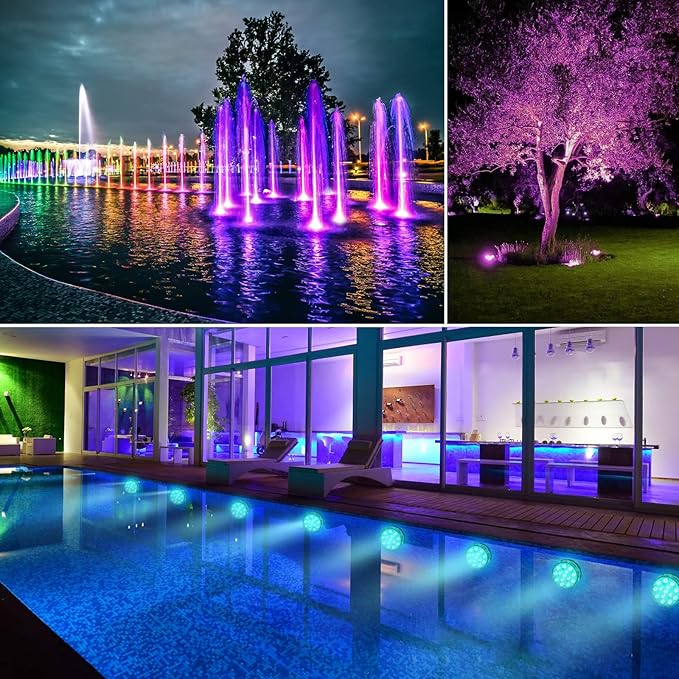 Pool Lights Submersible LED Light with Remote, Waterproof Pond Lights with Upgrade Suction Cups,Magnets, 16 Changeable Colors 3.35'' Battery LED light for Underground Pool Fountain Pond Aquarium
