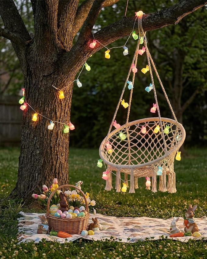 SUNSGNE Easter Cute Rabbit String Lights Bunny Fairy Lights, 8.5ft Easter Bunny Ornaments String Lights with 10 Multicolor Bunny Lights for Outdoor Indoor Room Bedroom Wall Home Decoration