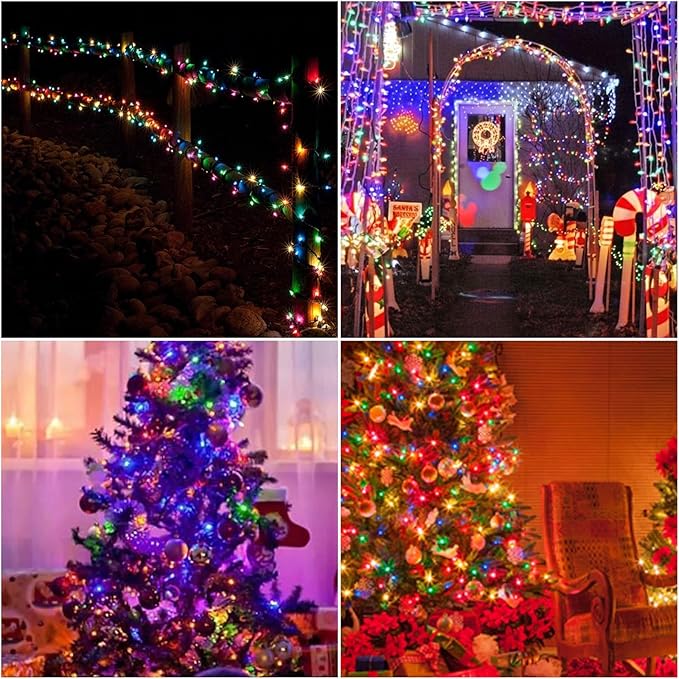 99ft Christmas Decorative Mini Lights, 300 LED Transparent Wire Fairy Starry String Light Plug in, 16Lighting Modes for Indoor Outdoor Xmas Tree Wedding Party Decoration (Warm White and Multicolor)