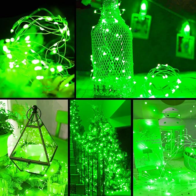 ZGWJ Fairy Lights Battery Operated, 50 Pack Twinkle String Lights 20 LED 7FT 3 Lighting Modes for Bedroom Decor, Easter, Halloween, Christmas, Party Indoor and Outdoor Decoration Green