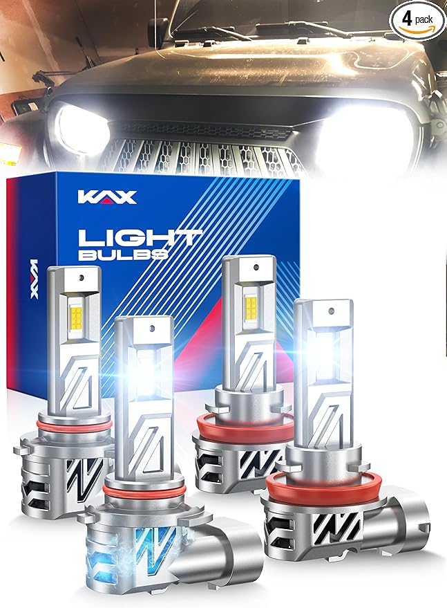 2025 10X Brightener 9005 9006 Led Bulbs Combo for Car Owners, 100000Lm HB3 HB4 for Drivers at Night, During Bad Weather, 1:1 Real Size, 100000 Hours Lifespan, 99% Fit Vehicles, Plug & Play, 4 Pack