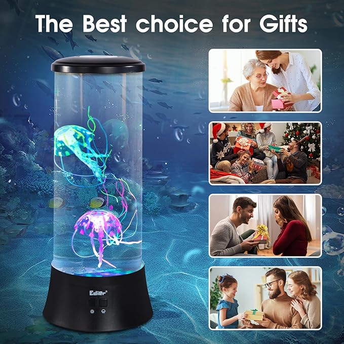 EDIER Jellyfish Lamp, LED Fantasy Jelly Fish Light, 7 Color Setting Jellyfish Tank Table Lamp Decorations for Home Office Decor Great Kids