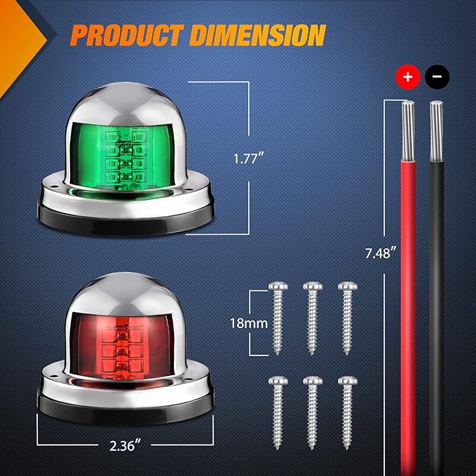 Nilight Marine Boat Navigation Light 2PCS 8LED Red Green LED Port Starboard Signals Bow Lights 12V Waterproof for Skeeter Yacht Pontoon Speedboat Sailboats Fishing Boats
