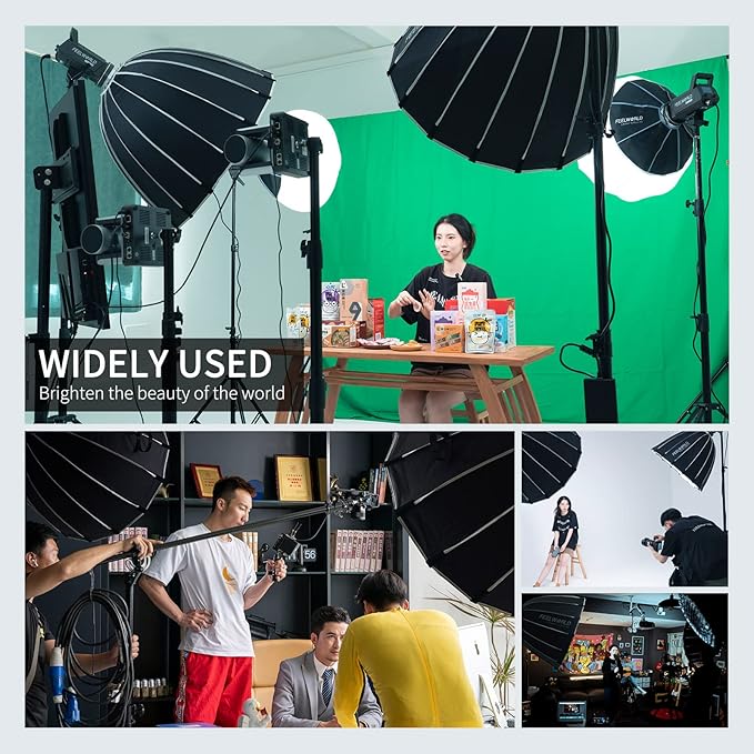 FEELWORLD FL225B 2700K~6500K Bi-Color Video Studio Light 225W Continuous Lighting CRI96+ TLCI97+ 64500lux@1m for Film, Live Streaming, Videography, Photography, Wedding, Interview