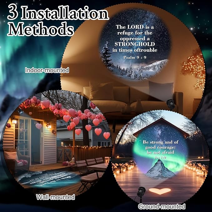 Bible Verse Projector Galaxy Projector Lights 2026 Upgrade 3D Dynamic Outdoor Indoor Decoration 4 Colors Light with Remote 12 HD Effect, Christian Gift House Window Garden Decor