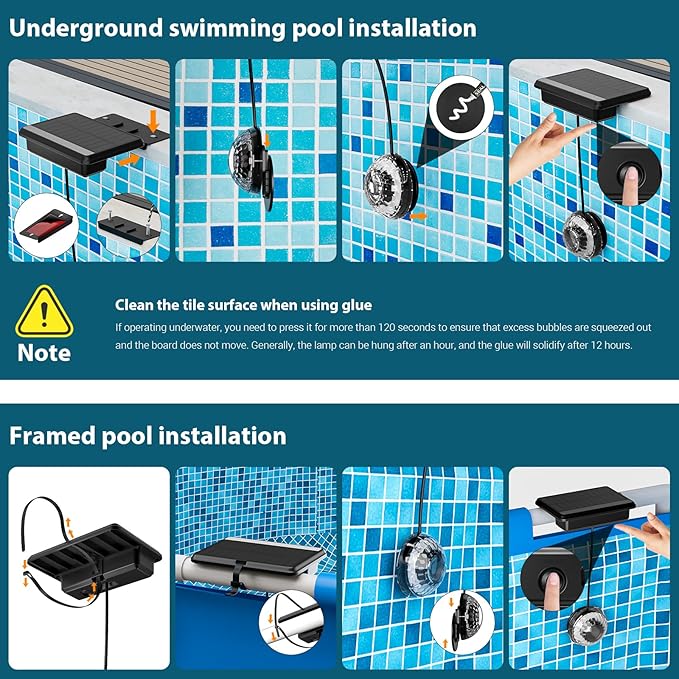 Solar Pool Lights, Submersible LED Pool Light with Remote, Underwater IP68 Waterproof, Dimmable 16 Colors Swimming Pool Lighting, 2 Pack