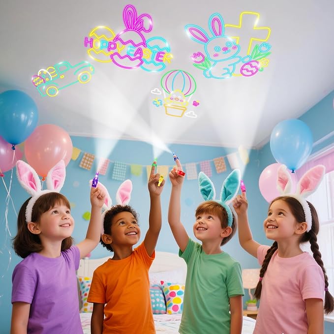 24 Pack Easter Eggs Fillers with Finger Lights, Easter Party Favors Light Up Toys for Kids Boys Girls Easter Egg Fillers Easter Hunt Filling Treats Easter Basket Stuffers