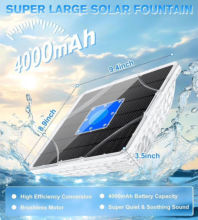 Solar Pool Fountain with Light Show,2026 Upgraded Large Solar Pool Water Fountain,Floating Pool Fountains for Above Ground Pool,Solar Floating Fountains Pump for Pool Pond-1PK(Dark Blue)
