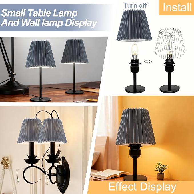 Small pleated lampshade chandelier shades set of 6. Lampshade for Wall Lamp.chandelier shades.small table lamps.For Cutting Edge bulbs.light bulb shade.chandelier light covers.4" X 5" X 6"