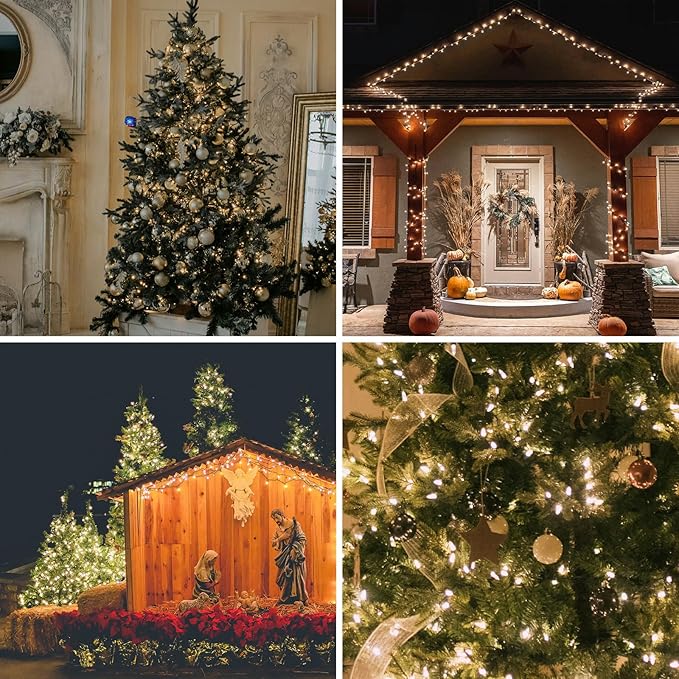Clear Christmas Lights 100 Count, 21ft Christmas Tree Fairy String Indoor for Bedroom, Warm White Xmas Mini Incandescent String Lights for Outside Decoration, Green Wire
