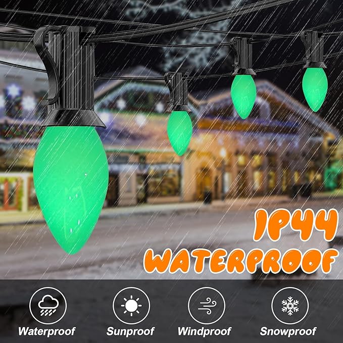 25 Pack C7 LED Replacement Christmas Light Bulb, C7 Green Replacemen Bulbs for Outdoor String Lights Window Candles Chandeliers Salt Lamp, E12 LED Bulb Dimmable, 0.6W Night Light Bulb -Green