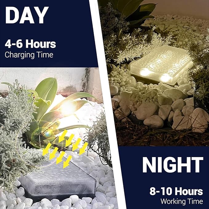 Solar Driveway Lights Color Changing, 6x9 Inch Solar Paver Light, Heavy Duty IP67 Waterproof Recessed Brick LED, Landscape Lighting for Pathway, Ground, Pool, Patio, Garden (RGBW, 1Pack)
