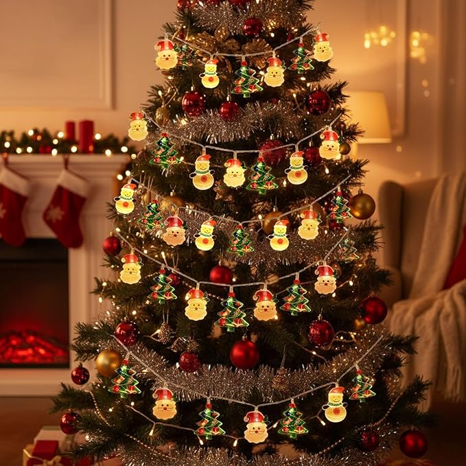 Christmas String Lights,10FT 20LED New Year Lights USB & Battery Operated (Not Included) 2026 Cute Christmas Fairy Lights,2 Flashing Modes for Christmas Tree Decor Indoor Outdoor,Home,Party,Wedding