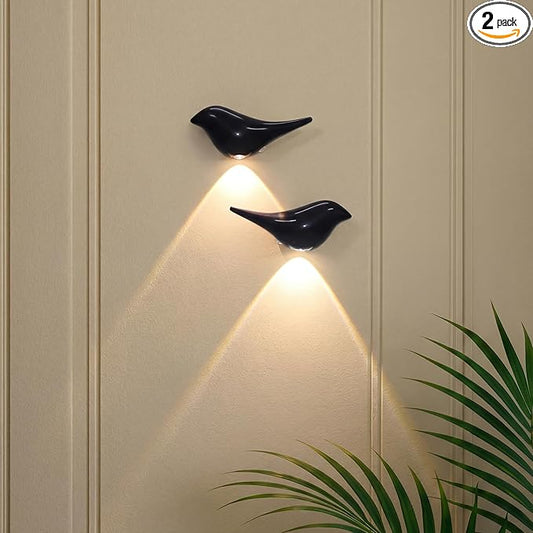 Obsidian Birds Night Lights with Motion Sensor(2-Pack), Rechargeable Battery Operated & Wireless Wall Lights, Home Decor for Living Room, Bedroom, Easter Gift