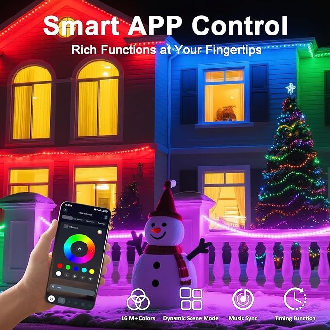 MIHEAL 100FT Outdoor LED Strip Light IP67 Waterproof,Outside RGB Lights with App/Remote Control,Color Changing,Music Sync Rope Light for Balcony,Deck,Rooftop,Garden,Pool
