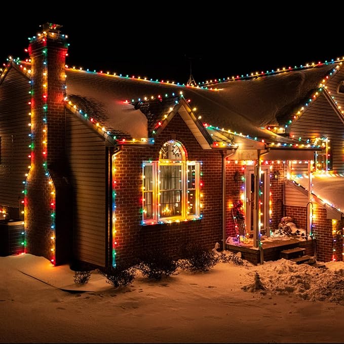 25 Pack C7 Christmas Lights Replacement Bulbs,Clear Multicolor Glass Incandescent Light Bulbs,C7/E12 Candelabra Base 5 Watt for Indoor Outdoor String Light,Tree, Christmas Lights