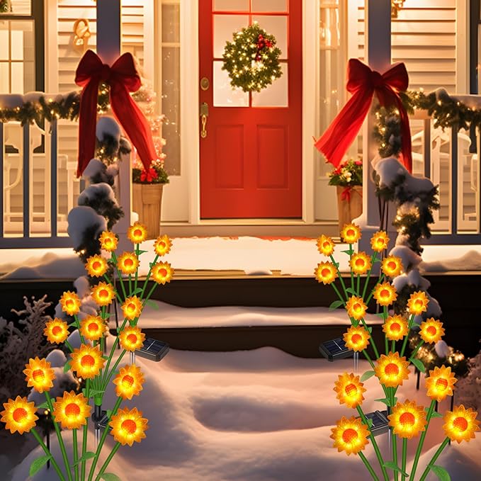 Solar Powered Sunflower Lights - Solar Flowers Lights Waterproof Outdoor for Yard, Pathway,Landscape, Ideal Gifts for Women, Mom,Home Festival Decoration