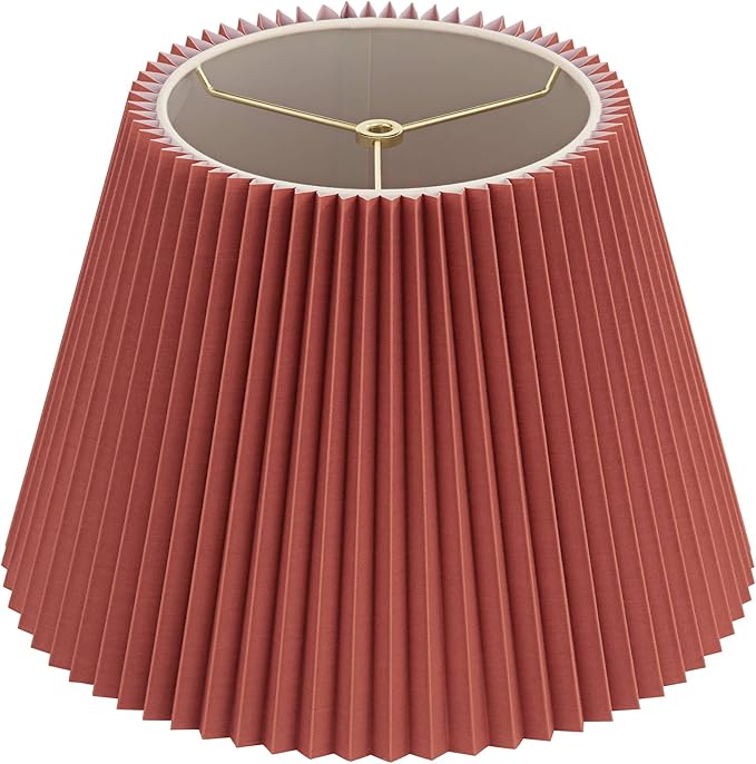 9" Top x 14 1/2" Bottom x 10" High x 10" Slant Lamp Shade Replacement Large Rust Brown Empire Round Modern Fabric Wide Pleated Spider Harp Finial - Springcrest