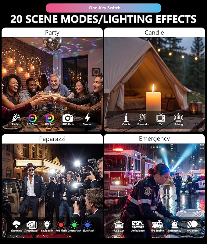 10W Ultra Bright Video Light, Portable LED Camera Light with 1200 Lux, 1800K–9000K Bi-Color, 360° Full Color, Phone Clip, Cold Shoe, On-Camera RGB Selfie Light for Photography, Video, Vlogging