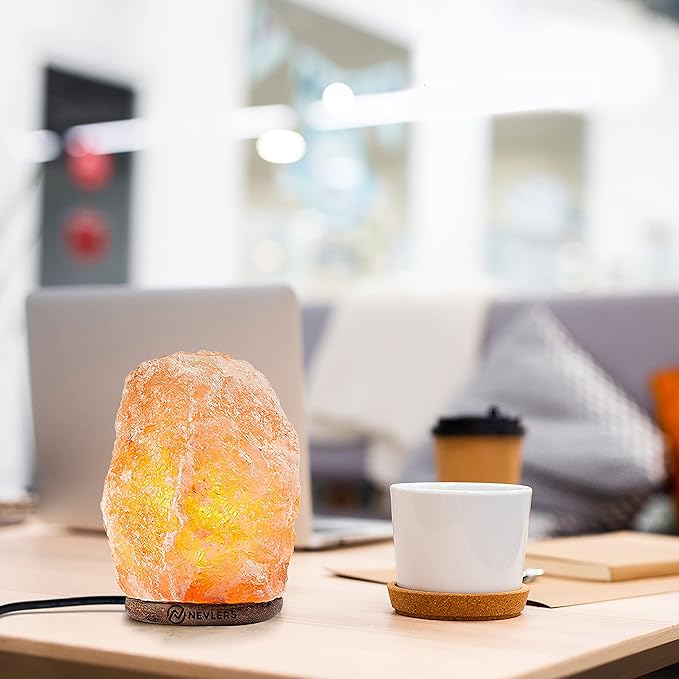 Nevlers (3 Pack 6-8" Tall 5-7 lbs Natural Hand Carved Himalayan Salt Lamp with On/Off Switch & Beautiful Wood Base - Includes Light Bulb | Authentic from the Himalayan Mountains in Pakistan