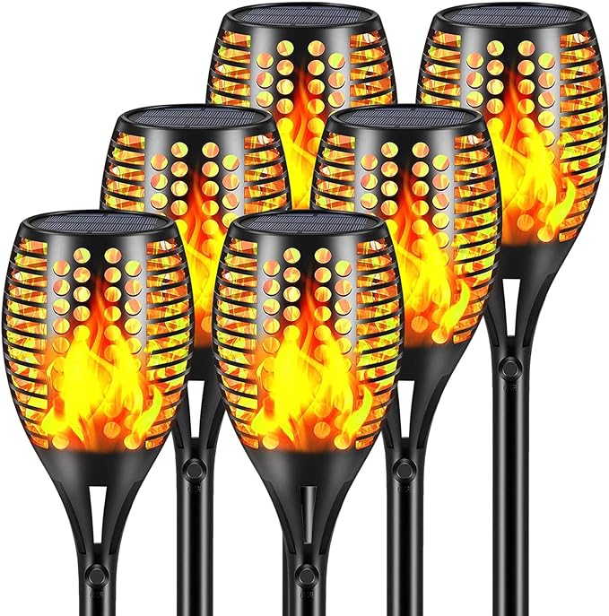 Aityvert Upgraded Larger Solar Torch Lights, Waterproof Outdoor Dancing Flames Light, Flickering Flames Garden Light, Landscape Decoration Pathway Patio Lights 43" 96 LED (6 Pack)
