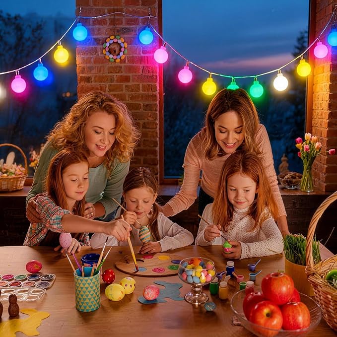 Easter String Lights Plug in, 37.4FT 100 LED Frosted Globe Lights with Remote, USB 8 Mode Decorative Lights for Bedroom, Classroom, Party, Spring Decor