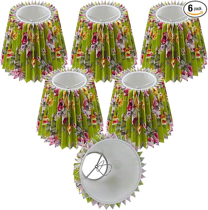 Small pleated lampshade chandelier shades set of 6. Lampshade for Wall Lamp.chandelier shades.small table lamps.For Cutting Edge bulbs.light bulb shade.chandelier light covers.4" X 5" X 6"