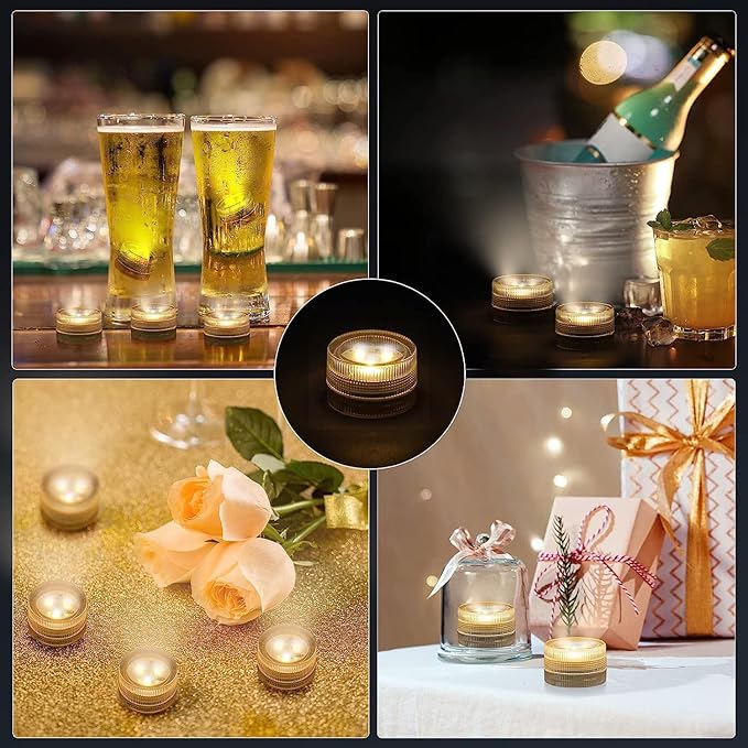 Submersible Tea Xmas Christmas Decorations Lights Candles – 20 Pack Battery Operated LED Fake Candles | Mini underwater Led Tealight Accent Lights for Pool Pond Wedding Party Decoration (Warm White)