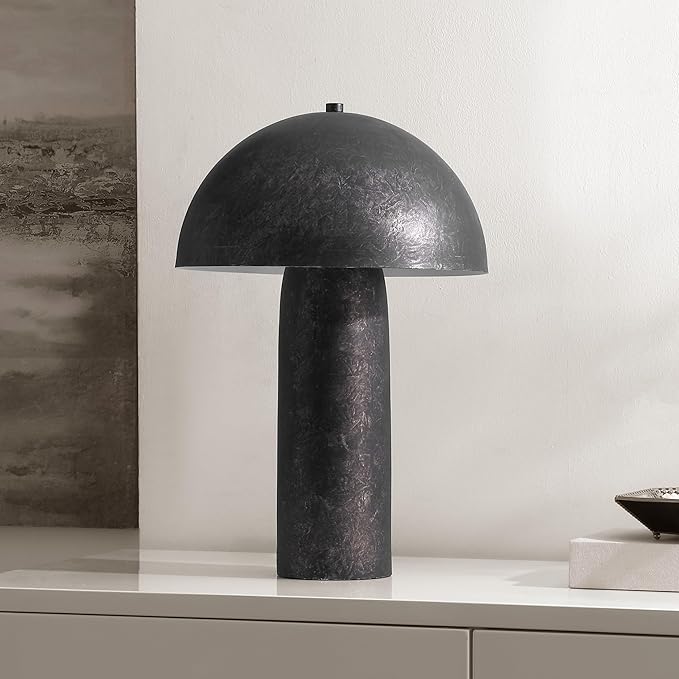 SAFAVIEH Lighting Collection Industrial Kenny Antique Black 21-inch Mushroom Table Lamp for Bedroom, Living Room, Home Office, Desk, Nightstand (LED Bulb Included)