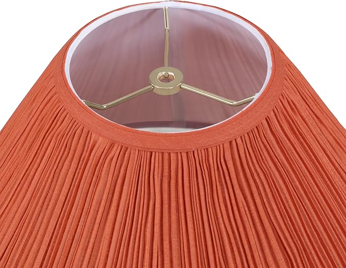 Aspen Creative 33020 Hardback Empire Spider Lamp Shade, Mushroom Pleated in Orange Red Faux Silk Fabric, 6" Top x 19" Bottom x 12" Slant Height