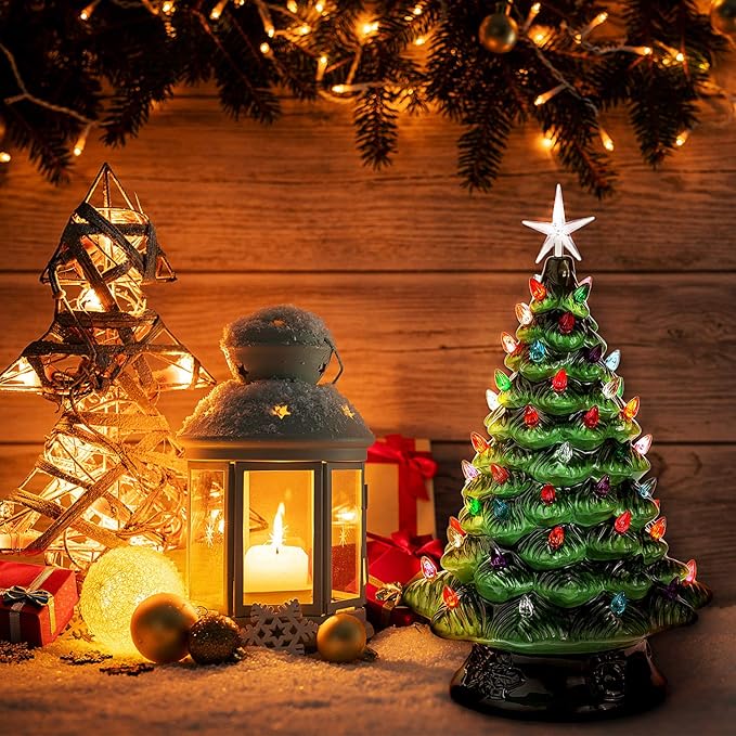 201 Pieces Plastic Ceramic Christmas Tree Lights Replacement Tree Bulbs for Christmas Ornaments, Light and Star Shape