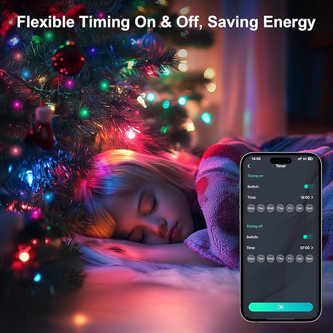 Color Changing Globe String Lights 16.4FT 33LEDs, Smart LED Fairy Lights with Remote & APP Control, Mini Ball RGB Twinkle Lights for Indoor Bedroom Party Christmas Holiday Decor