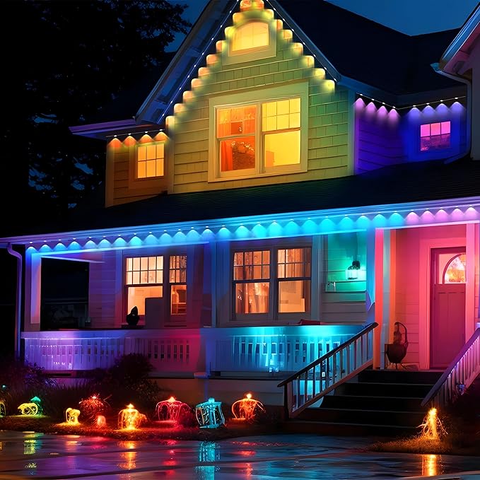 Permanent Outdoor Lights - Smart Outdoor LED Lights, 100ft RGB Color Changing, 54 Scene Modes, App Control, Waterproof IP67, Alexa Compatible