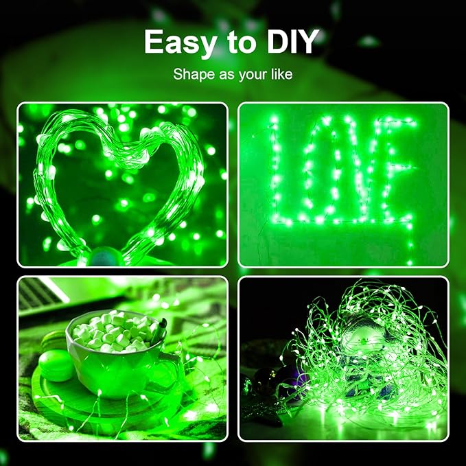 ZGWJ Fairy Lights Battery Operated, 50 Pack Twinkle String Lights 20 LED 7FT 3 Lighting Modes for Bedroom Decor, Easter, Halloween, Christmas, Party Indoor and Outdoor Decoration Green