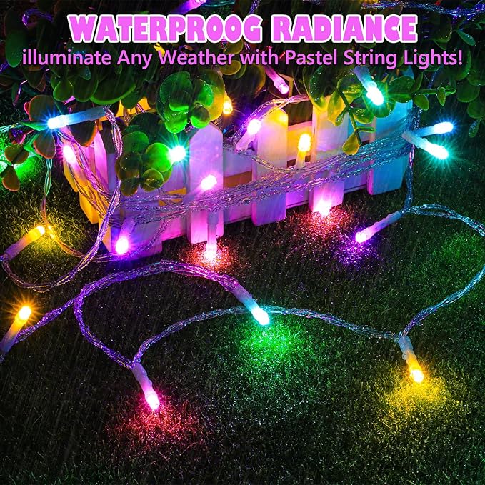ANJAYLIA Easter String Lights Battery Operated, 20ft 40 LED Pastel Fairy Lights, Waterproof Small String Lights for Easter Crafts, Wreath, Table Centerpiece, Garland, Party Decor