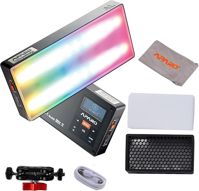 A1 Camera Lights,Portable RGB Video Lights Mini LED Panel Full Color Photography Lighting,10w 2000K-20000K Pixel-Mappable Light,Magnet Adsorption,Wireless Charging,36 Lighting Effects for Vlog