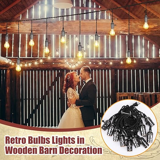 2 Pcs Vintage Pendant Light Sockets Light Cord Kit with Switches DIY Bulb Socket with Cord for E26 E27 Lamp Socket Lantern Bedroom Living Room Decor (1 Plug with 10 Sockets,Black)
