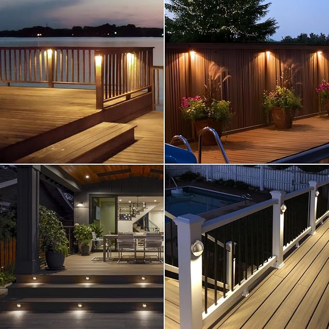 LEONLITE Update 5CCT LED Low Voltage Deck Lights, 180LM 3.74inch Landscape Step Railing Fence Light, 12-24V AC/DC, CRI90, Die-cast Aluminum Housing & Frosted Glass Lens, UL Cord, Bronze, Pack of 6