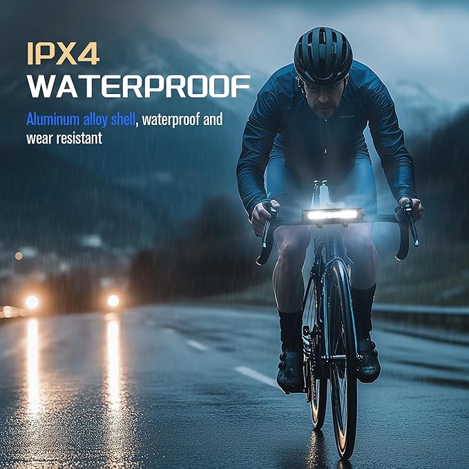 Super Bright LED Bike Lights for Night Riding, Rechargeable Bicycle Headlight with Hook, 8 Modes, Aluminum Alloy Waterproof Bike Headlight for Adult Mountain MTB Off-Road Cycling Commuting